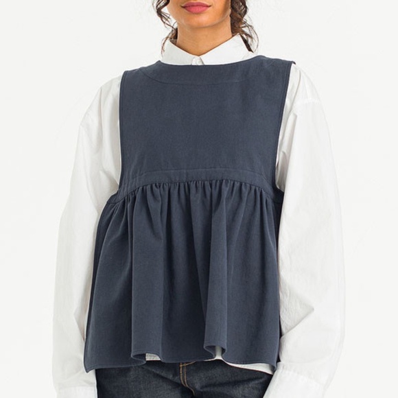 OLIVE Jackets & Blazers - Classic Navy Peplum Sleeveless Top